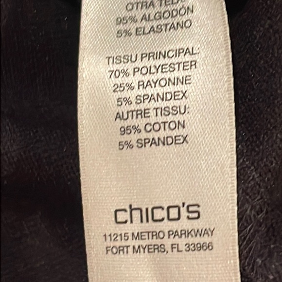 Chico’s jacket, “Weekends” collection, tan print inset, poly blend, 3 (L to XL) - Picture 6 of 9